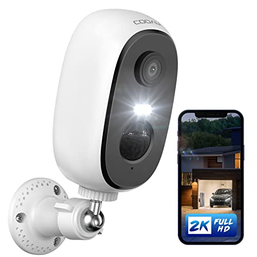 COOAU 2K Camara Vigilancia WiFi Exterior/Interior sin Cables, Cámara IP inalámbrica con Batería Recargable, Detección de Movimiento PIR, IP65, Visión Nocturna en Color, Audio de 2 Vias